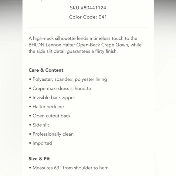 BHLDN Lennox Halter Open-Back Crepe Gown - Picture 3 of 7